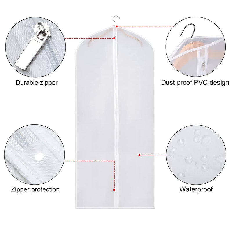 Zilink Clear Garment Bag Dress Bags for Storage 54-inch Coat Bags with Full Length Zipper for Clothes Closet Storage, Set of 6 - Image 4